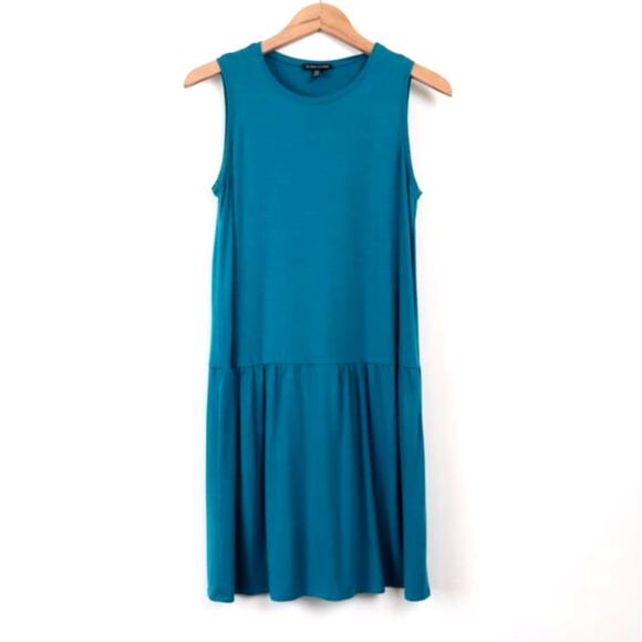 Eileen Fisher Size XS Sleeveless Drop Waist Tunic Dress Turquoise Blue - Picture 1 of 10